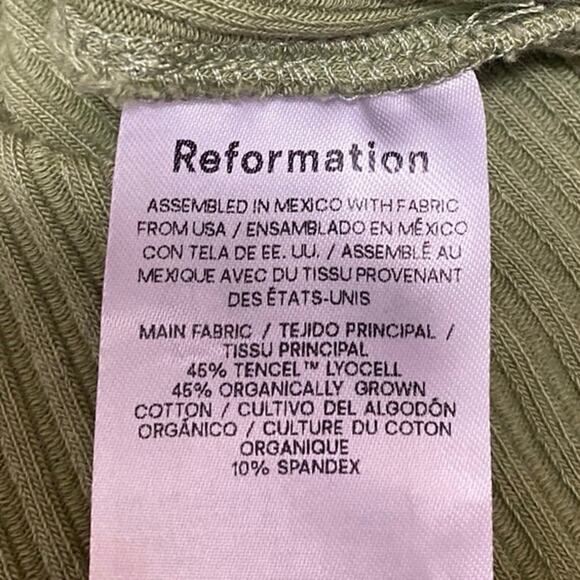 Reformation Carlota Green Ribbed Knit Sleeveless High Neck Tank Crop Top Size L - Picture 4 of 4